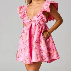 BUDDY LOVE Floral Pink Ruffle Dress - S - NWT